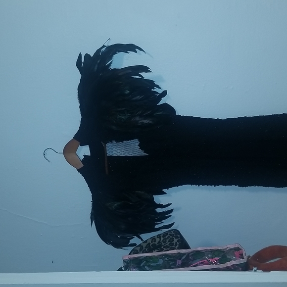 Floor length gothic gown with feathers - Picture 9 of 9